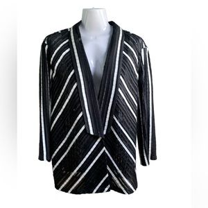 CHICOs Lightweight Black & White Elegant Jacket, Size 16